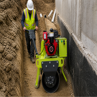 Rouleau compresseur automoteur de 1 à 3 tonnes, directement de l'usine, et compacteur vibrant de 0,3 à 0,5 tonnes pour la construction d'asphalte et de terrains.