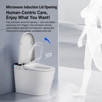 WC intelligent monobloc au design moderne, à poser au sol, en céramique sans rebord, avec chasse d'eau intelligente et logo laser personnalisé, fonction bidet intégrée