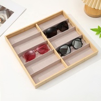 Plateau à lunettes en bois de bambou avec étui de présentation en velours, boîte à lunettes à plusieurs compartiments, boîte de rangement pour lunettes de soleil