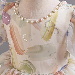Abito da <span class=keywords><strong>Cerimonia</strong></span> Formale di Lusso per Bambine, Vestito Elegante da Principessa con Fiori per Matrimoni ed Eventi Estivi - Product Image 5
