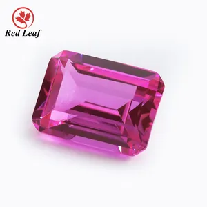 Redleaf jewelry 5A quality emerald cut pink 2# color loose gemstone synthetic corundum