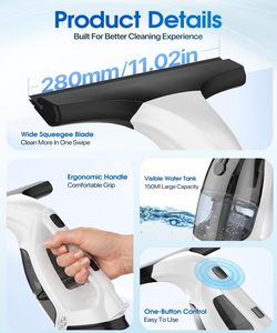 Nettoyeur de vitres électrique portatif avec aspiration puissante et perche télescopique - Product Image 3
