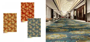 Pasillo de hotel de estilo clásico floral personalizado de lana de nailon Axminster alfombras de pared a pared