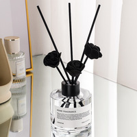 Diffuseur de parfum en rotin avec fleurs en verre, huile parfumée d'aromathérapie pour la maison, l'hôtel, le bureau, longue durée