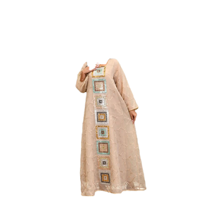 Abaya musulmane d'été de style modeste AB186, transfrontalière, style moyen-oriental, transparente, brodée de fleurs, respirante, sans manches, longueur cheville - Product Image 4