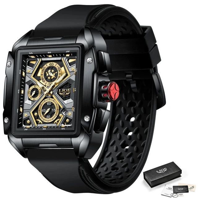 LIGE Square Watch Brand Luxury Men's Business Timepiece