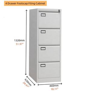 Armadietto verticale in metallo a 4 cassetti per ufficio, organizer per documenti con etichette, armadietto in acciaio con serratura centrale - Product Image 4
