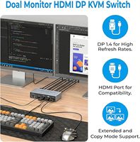 SYONG HDMI KVM Switch voor 2 monitoren, 2 desktopcomputers, 8K Dual Monitor, HDMI+DP 2IN 2 OUT USB 3.0 KVM Switcher
