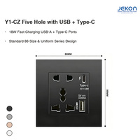 Prise murale universelle Y1 CZ 86 à 5 broches avec USB-A et USB-C 18W à charge rapide, AC110V-250V, quatre couleurs, pour hôtels et usage domestique