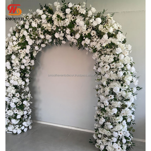 Suave lujo 5D estilo minimalista blanco boda arco Floral telón de fondo arco de flores artificiales para boda evento Fiesta Props - Product Image 6