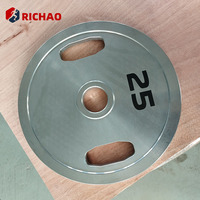 Disque de poids en acier électroplaqué avec logo personnalisé, 20 kg, 2 trous de préhension, usage commercial pour la musculation en salle de sport