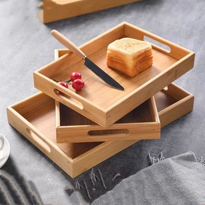 Bamboo Rectangular Serving <b>Tray</b> <b>Large</b> Size With Handles For Desserts Tea Coffee Home Use - Product Image 1