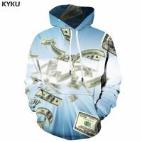 Sweat à capuche homme imprimé en 3D Dollar Style Harajuku sweat à capuche style hip hop pour l'automne