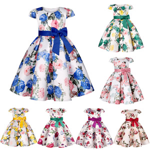 2-12Year Hot Selling Summer Girls <strong>Dresses</strong> Children's Princess <strong>Dresses</strong> Retro Print Festival Host Children's <strong>Dresses</strong> - Product Image 2