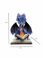 Vente en gros mini figurines de dragon en résine dragon bleu avec livre statue de dragon décoration de la maison