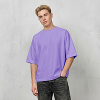T-shirt décontracté pour homme de haute qualité, 260G, en coton prérétréci, col rond, respirant, écologique, streetwear, uni, coupe oversize, épaules tombantes