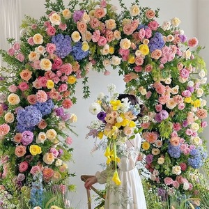 Arco de Flores para Boda, Arco de Flores de Seda de Color Claro, Arco de Rosas Blancas, Decoración para Eventos - Product Image 4