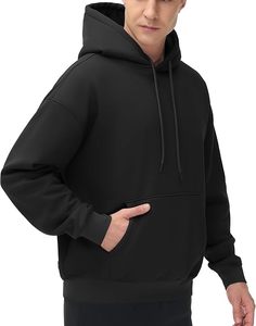 Sweat à capuche d'hiver pour homme, 100% polyester, teint en pièce, séchage rapide, doublé, uni, en jersey épais de haute qualité avec impression en relief, Basics - Product Image 5