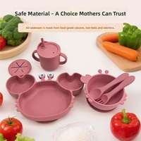 Ensemble d'alimentation pour bébé 9 pièces avec assiette à ventouse intégrée, antidérapante et résistante aux chutes, bol alimentaire pour nourrissons, motif crabe de dessin animé