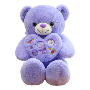 Custom <b>Pink</b> Purple Heart-shaped Teddy <b>Bear</b> Plush Toy love White Beige <b>Bears</b> Stuffed Animal Dolls Valentine's Day Large Pillow - Product Image 1