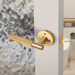 <strong>Matte</strong> <strong>Black</strong>/Gold Knurled <strong>Door</strong> Handle Lock Set for Interior <strong>Door</strong> High Quality Luxury Passage Lever Knurled <strong>Door</strong> <strong>Knob</strong> - Product Image 3