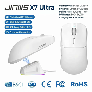 JINMS X7 Ultra Kabellose Gaming-Maus PAW3395 26000DPI Tri-Mode Ergonomische RGB Wiederaufladbare Optische Maus für PC FPS E-Sports - Product Image 1