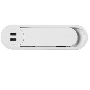 Passe-câble ovale. Deux ports USB. Aluminium anodisé. Encastré au mur. Gestion des câbles. - Product Image 1