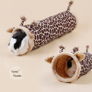 Fabrieksdirecte Schattige Giraffe Vorm Fluweel Eenrichtingsweg Konijn Luxe Huis Konijntje Hamster <span class=keywords><strong>Tunnel</strong></span> Speelgoed Dierenpatroon - Product Image 3