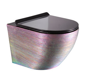 Toilette suspendue murale en céramique Tornado sans rebord, plaquée or, garantie 20 ans, WC doré - Product Image 4