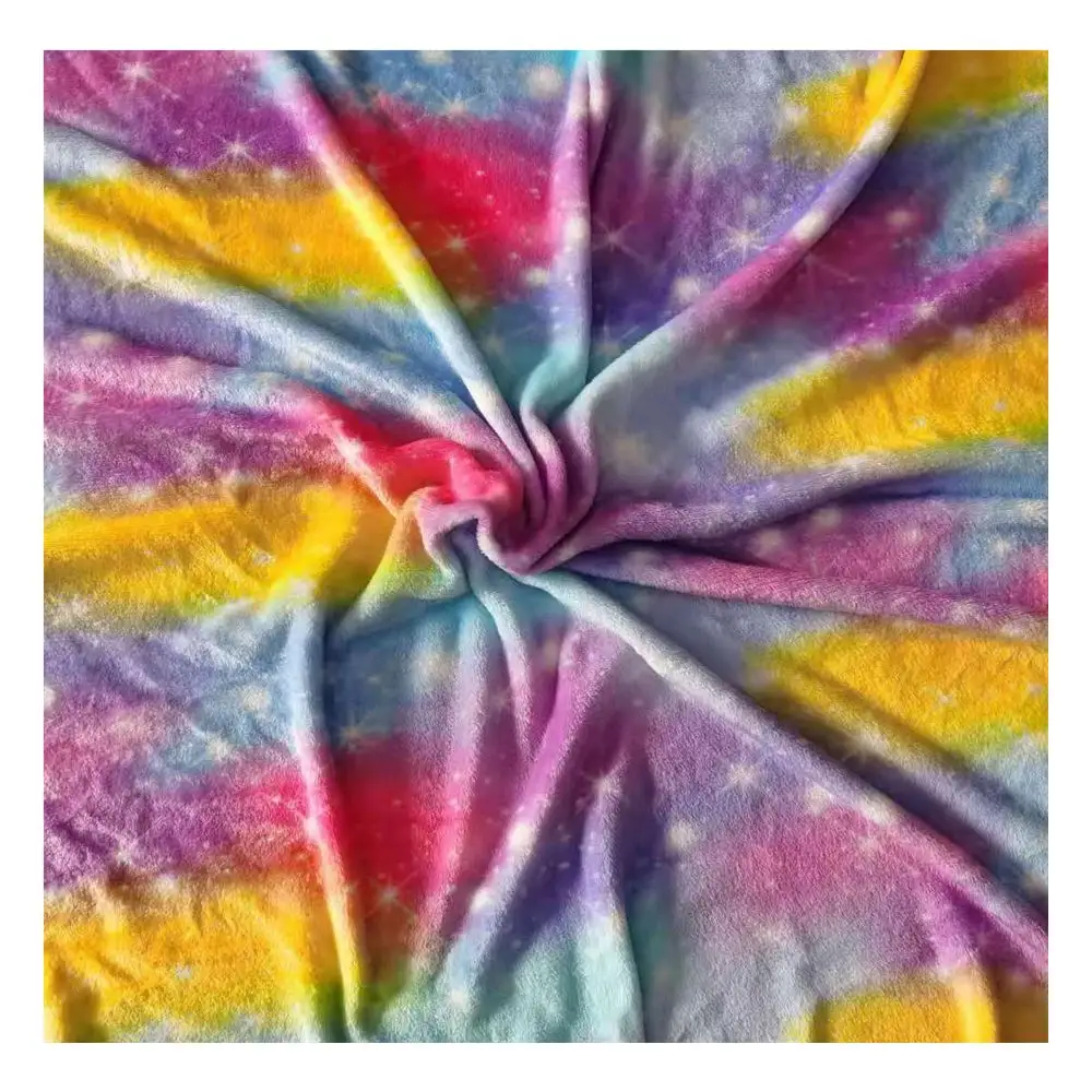 100% poliestere ordito lavorato a maglia a due lato spazzolato pigiama materiale super soft gradiente di stampa di flanella di corallo del panno morbido tessuto