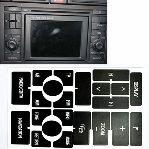 Autocollant de réparation de boutons pour Audi A4 B6 B7 A6, panneau radio CD noir, impression numérique personnalisée, adhésif réutilisable - Product Image 1