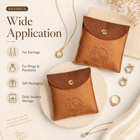 Pochette à bijoux en micro-suède avec logo personnalisé, fermeture à rabat, anti-rayures, anti-poussière, OEM, vente en gros