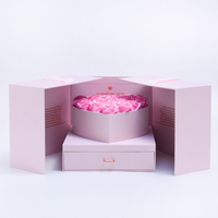 Vente chaude, boîte à fleurs carrée décorative en papier cartonné de luxe personnalisée en gros