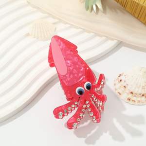 Pince à cheveux en acétate, design animalier mignon et simple, motifs tortue verte, pieuvre, dauphin, requin, thème océan - Product Image 4