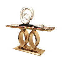 Console en Métal avec Miroir et Plateau en Marbre pour Maison et Supermarché, Meuble d'Entrée avec Rangement pour Salon