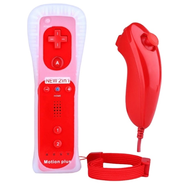 For Wii U Remote 2 in 1 Game Control Motion Plus Wireless Controller Nunchuk for Nintendo Wii Joystick