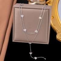 Ensemble de bijoux en acier inoxydable plaqué or 18 carats avec perle, coquillage, zircon, trèfle, papillon, cœur, pendentif, collier, bracelet, cadeau
