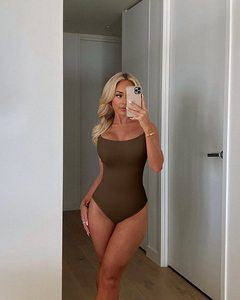 Body sexy sans manches cambriolé Slim Lady Backless Stretch Solid Color Playsuit Skinny Tops - Product Image 5