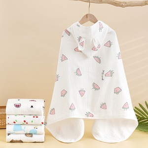 Serviette à capuche pour bébé en mousseline de coton 100% premium, enveloppe de bain pour nouveau-né, douce et absorbante, <span class=keywords><strong>poncho</strong></span> à capuche pour bébé, cadeau de naissance - Product Image 2