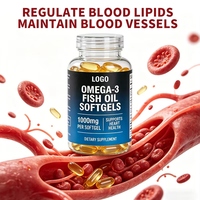 Gélules d'huile de poisson Oméga 3 à marque privée, riches en EPA et DHA, 1000mg, complément alimentaire pour la santé cardiaque et cérébrale, formule OEM