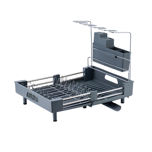 BX Kitchen Cutlery Tabletop Multi-purpose Non-Folding <strong>Microwave</strong> Oven Compatible Dish <strong>Storage</strong> &amp; Drain Rack with Wheels Metal &amp; PP - Product Image 1