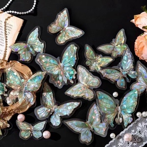 DIY mariposa pastel decoración estéreo bronceado PET láser pegatina papel <span class=keywords><strong>para</strong></span> fiesta suministros y adornos de pastel - Product Image 1