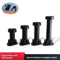 Pieds de meubles en plastique noir de 2,4 pouces (60 mm), accessoires pour armoires, tables, pieds de nivellement, supports de canapé, pour la maison et le bureau, installation facile
