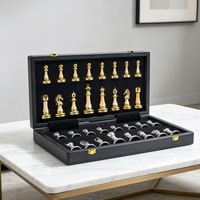 Jeu d'échecs haut de gamme en acrylique, motif marbre, échiquier pliable, pièces d'échecs lestées or et argent, grands jeux d'intérieur transfrontaliers