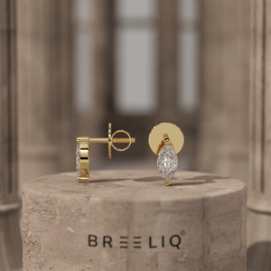 Boucles d'oreilles clous en or blanc 14 carats avec diamant marquise, élégantes, solitaires, taille brillant, bijoux fins - Product Image 4