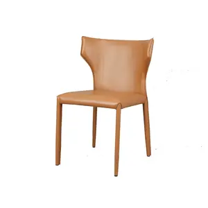 Luxury Modern Nordic Dinning Room Upholstered Wooden Faux Leather Fine Dining Chair For Restaurant