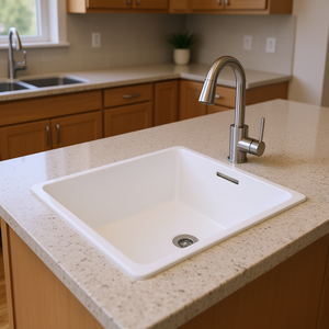 Fregadero de Cocina de Cerámica Blanca de un Solo Tazón, 23.6 x 18 Pulgadas, Diseño Rectangular Contemporáneo para Instalar Bajo Encimera - Product Image 2