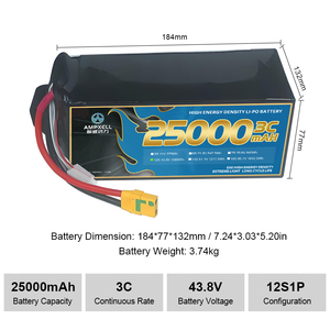 Baterías de Litio Semisólidas de 25000mAh 43.8V 12S1P a Precio de Fábrica para EVTOL, Mapeo, Inspección AMX-25A043H-EXE 25000mAh 43.8V 12S - Product Image 3