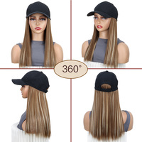 Perruque bob européenne et américaine transfrontalière tout-en-un, sans lacets, cheveux raides, longueur clavicule, en fibre haute température, avec casquette de baseball