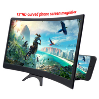 Curved Screen Mobile Phone Screen Magnifier Foldable 3D HD Mobile Phone Magnifier 12 Inch Screen Magnifier for Smartphone